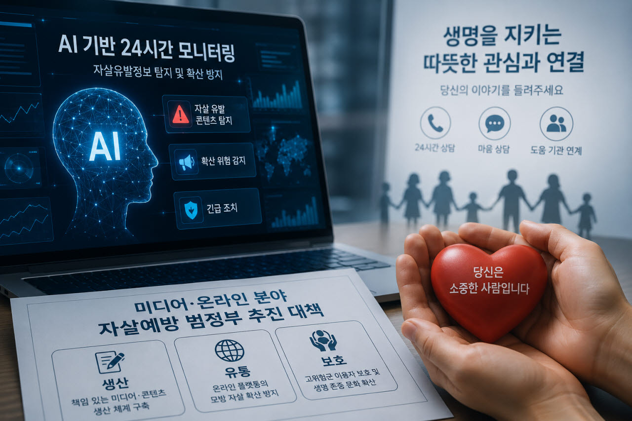 문화체육관광부는 28일 '미디어·온라인 분야 자살예방 범정부 추진 대책'을 발표했다(이미지=생성형AI).
