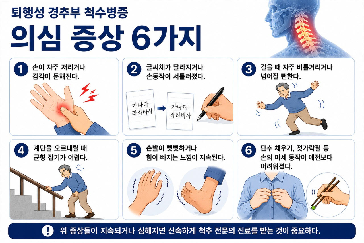 노화로 인한 척수 압박, '퇴행성 경추부 척수병증' 주의보