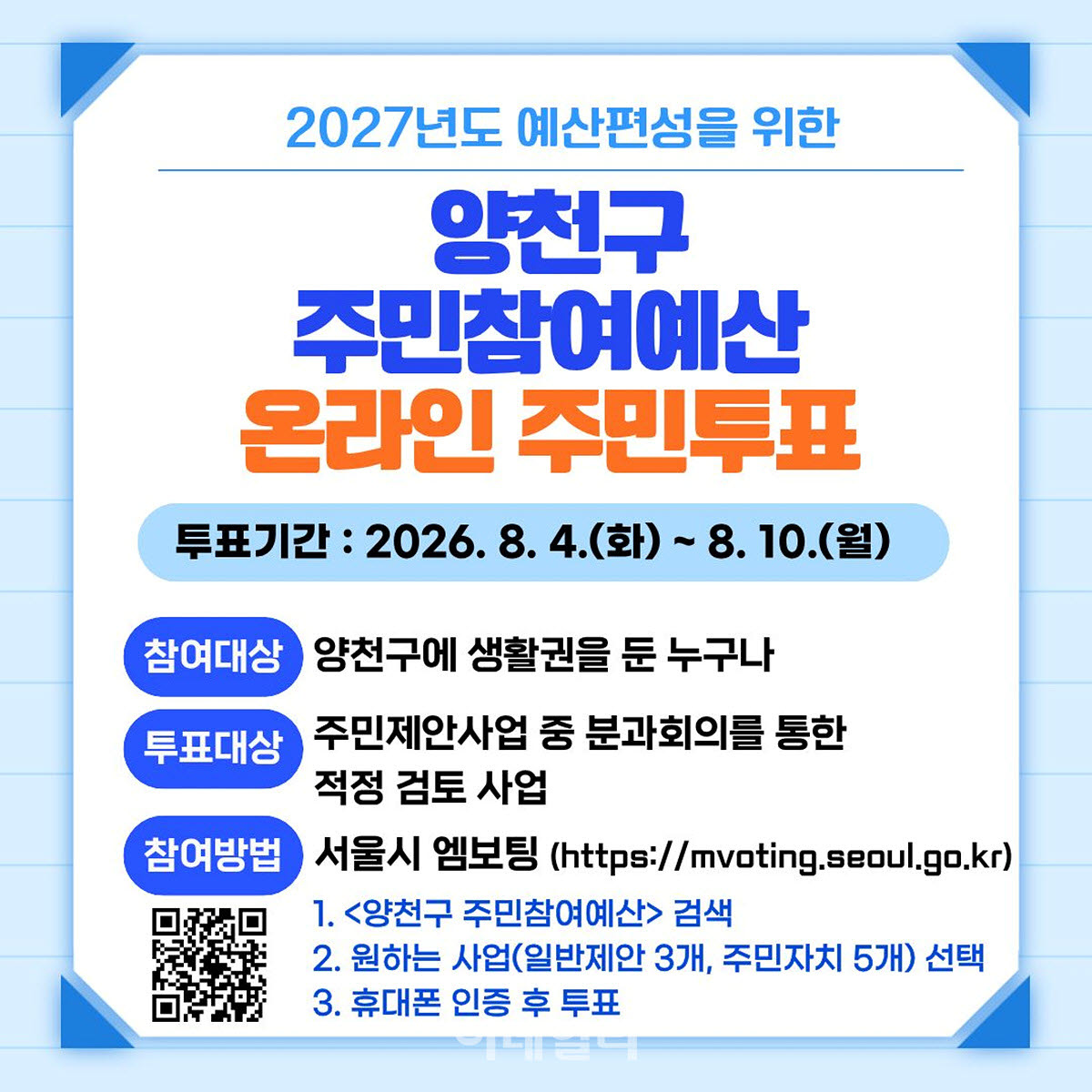 [포토] 양천구, 주민참여예산 온라인 투표