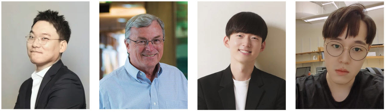한국과 미국 연구진.(왼쪽부터)고동연 KAIST 생명화학공학과 교수, 앨런 해튼 MIT 화학공학과 교수, 박인환 KAIST 박사과정, 이영훈 MIT 박사.(사진=KAIST)