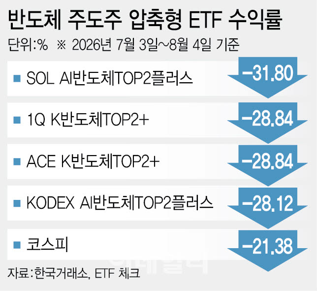 반도체 주도주 압축형 상장지수펀드(ETF) 수익률. (그래픽=이미나 기자)