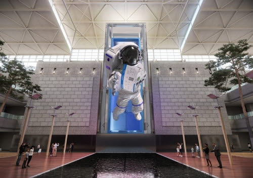 인천국제공항 제1여객터미널 미디어타워에서 상영 중인 ‘뜻밖의 우주인’의 한 장면 (사진=㈜이지위드)