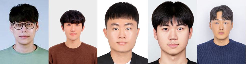 (왼쪽부터)고려대 컴퓨터학과의 서홍석 교수(교신저자), 성준영(4학년, 제1저자), 김민준(4학년, 공저자), 유승우(4학년, 공저자), 안수민 석박통합과정(공저자). (사진=고려대)
