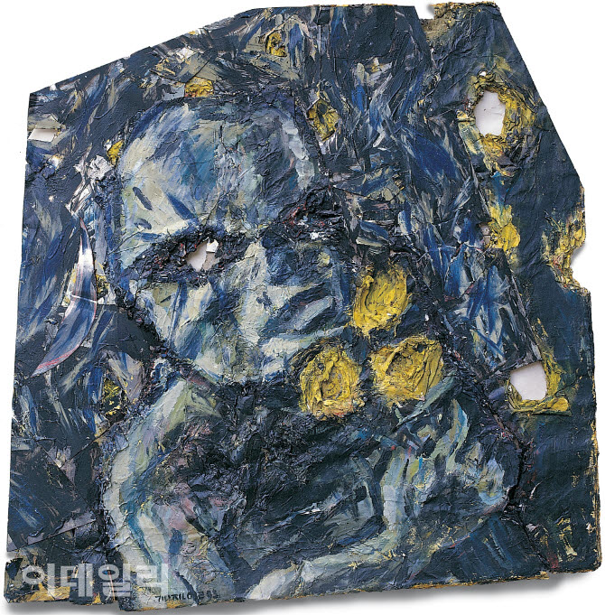 김진열 ‘달맞이꽃’(1983), 철판·마분지 배접에 아크릴릭, 76×74㎝(사진=김달진미술자료박물관)