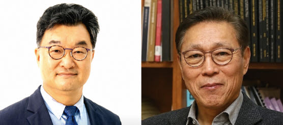 신임 김흥규 국립외교원장과 김태유 규제합리화위원회 부위원장(사진=청와대)