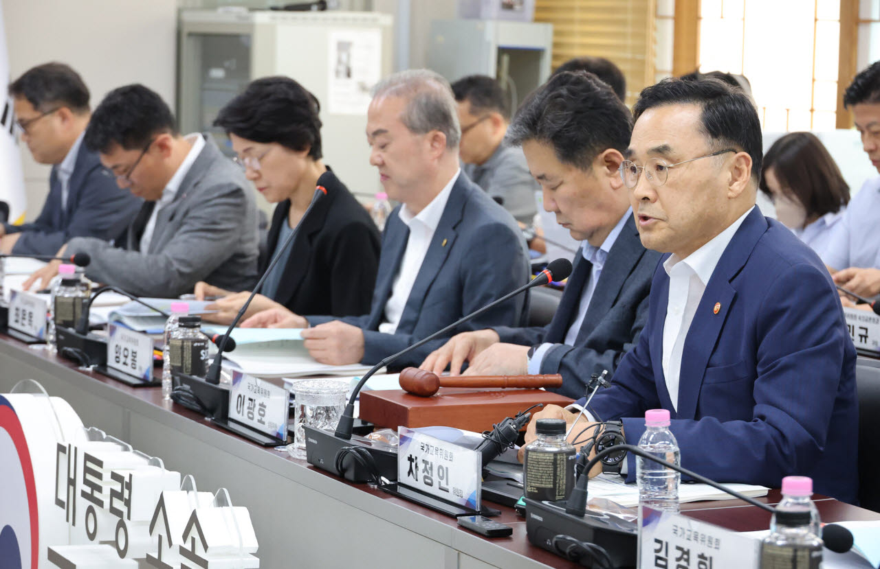 차정인 국가교육위워회 위원장이 지난달 16일 서울 종로구 정부서울청사에서 열린 국가교육위원회 2026년 제7차 회의에서 발언하고 있다. (사진=연합뉴스)