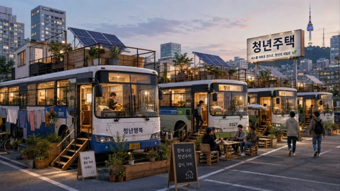 황희 더불어민주당 의원의 '버스 하우스' 제안이 알려진 뒤, 소셜미디어를 중심으로 해당 제안을 비꼬는 이미지들이 널리 확산되고 있다. (사진=SNS 캡처)