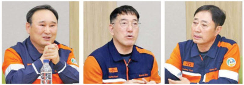 고려아연 '세대통합형 노인일자리'에 참여 중인 권오영(왼쪽부터), 김의식, 조영렬 씨. (사진=보건복지부)
