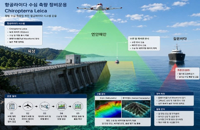 항공라이다 수심 측량 장비운용 Chiropterra Leica 인포그래픽. (사진=지오스토리)