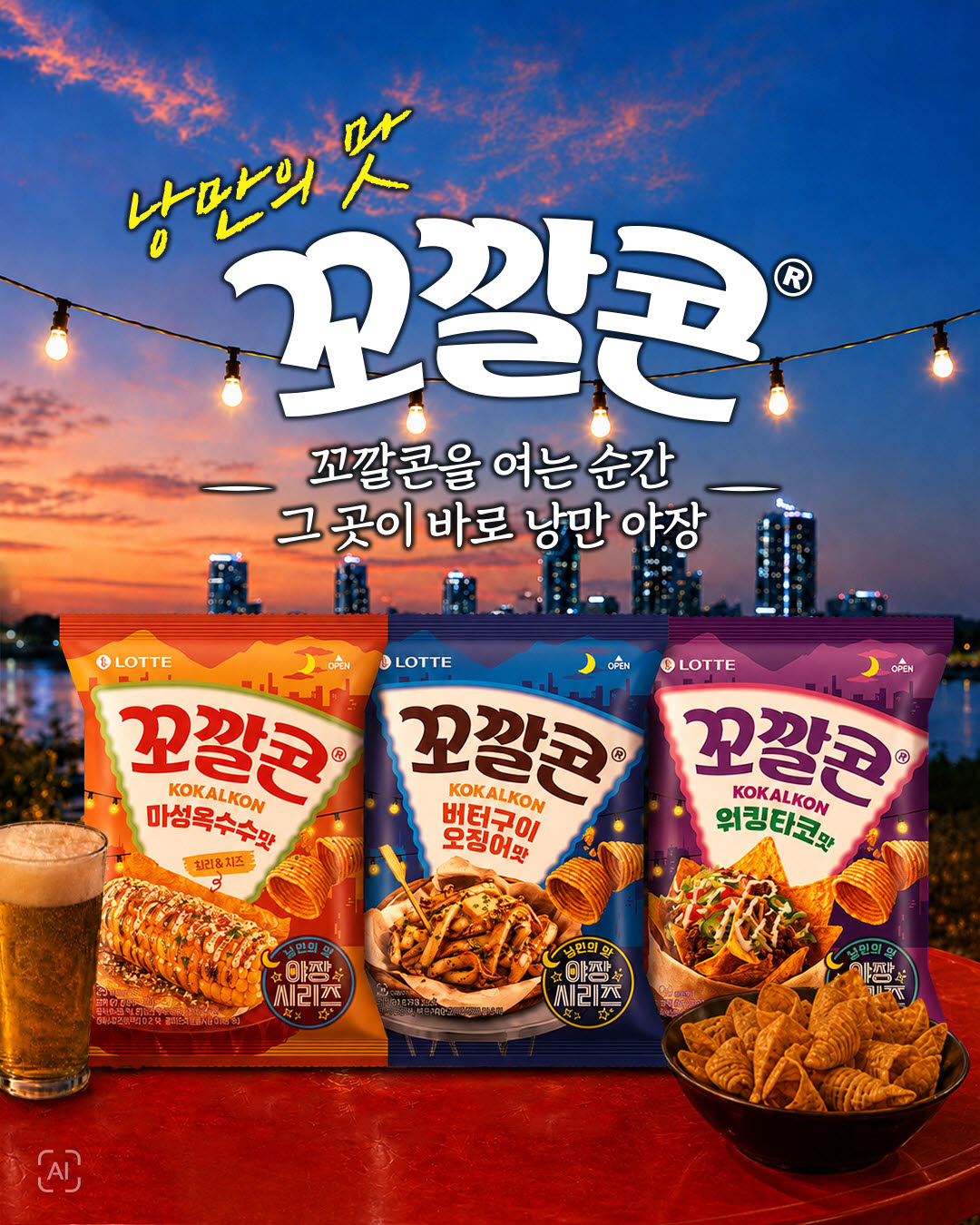주요 편의점에서 전용 제품으로 판매 중인 ‘꼬깔콘 야장시리즈’ 3종 SNS 이미지
