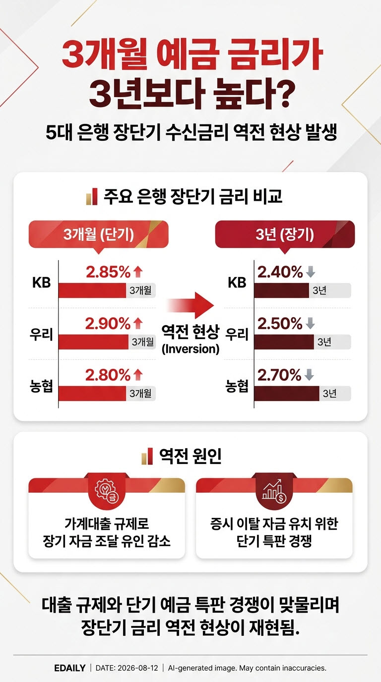 “오래 맡기면 손해?”…은행권 장단기 예금금리 줄줄이 ‘역전’