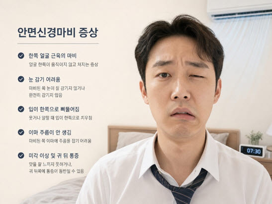 에어컨을 키고 자다 ‘안면신경마비’에 걸린 남성의 모습 (AI 생성 이미지).