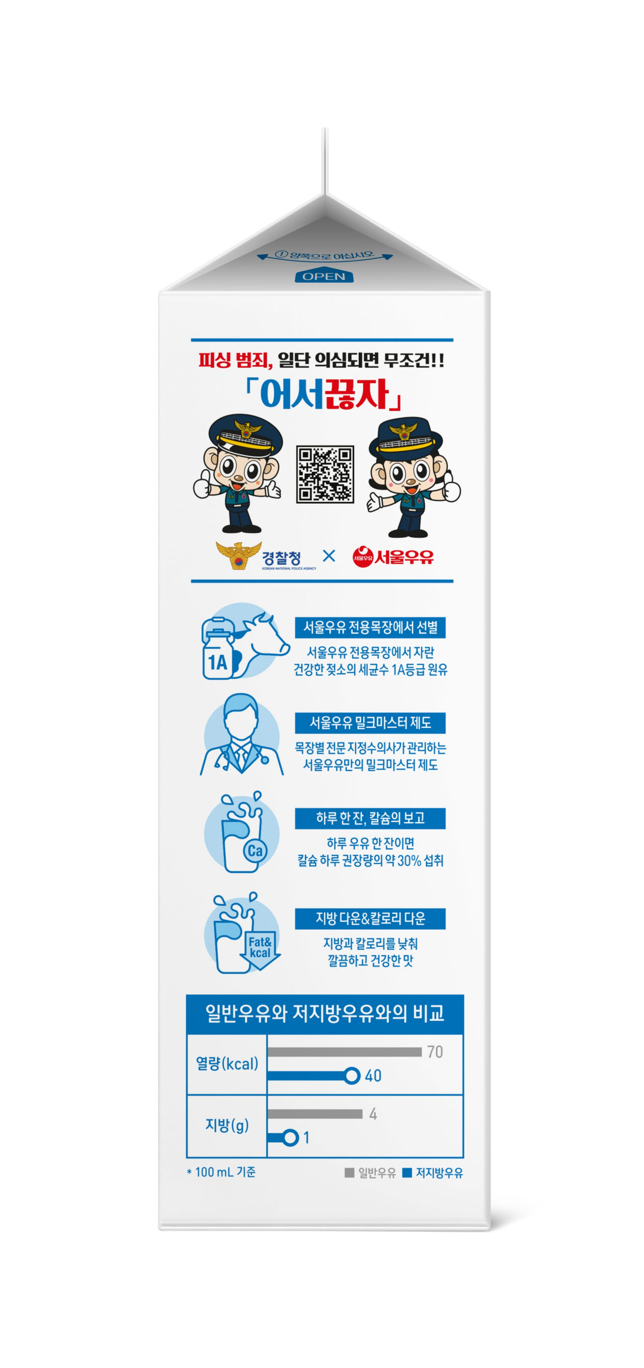 우유팩에 '피싱예방 QR' 인쇄…서울우유, 90만개 유통