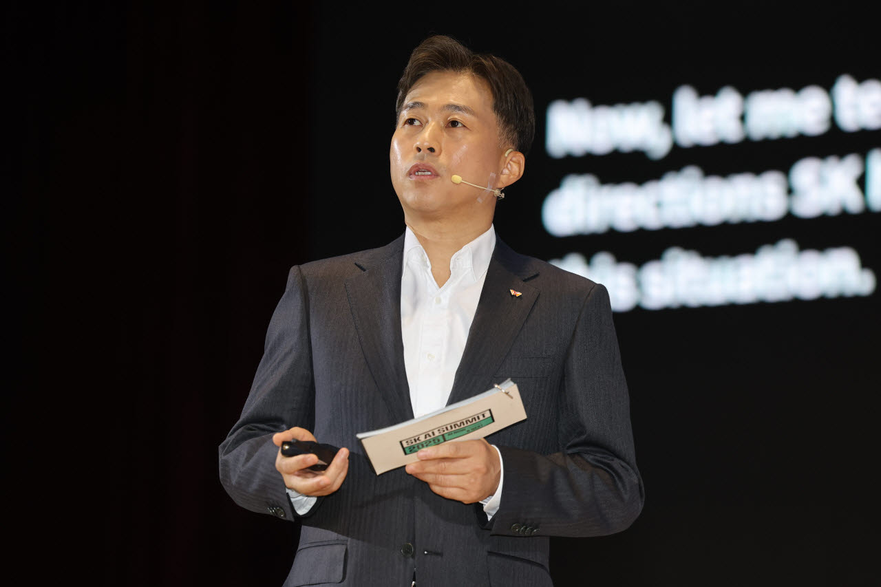 AI 메모리 관련 내용 발표하는 곽노정 SK하이닉스 사장. (사진=연합뉴스)