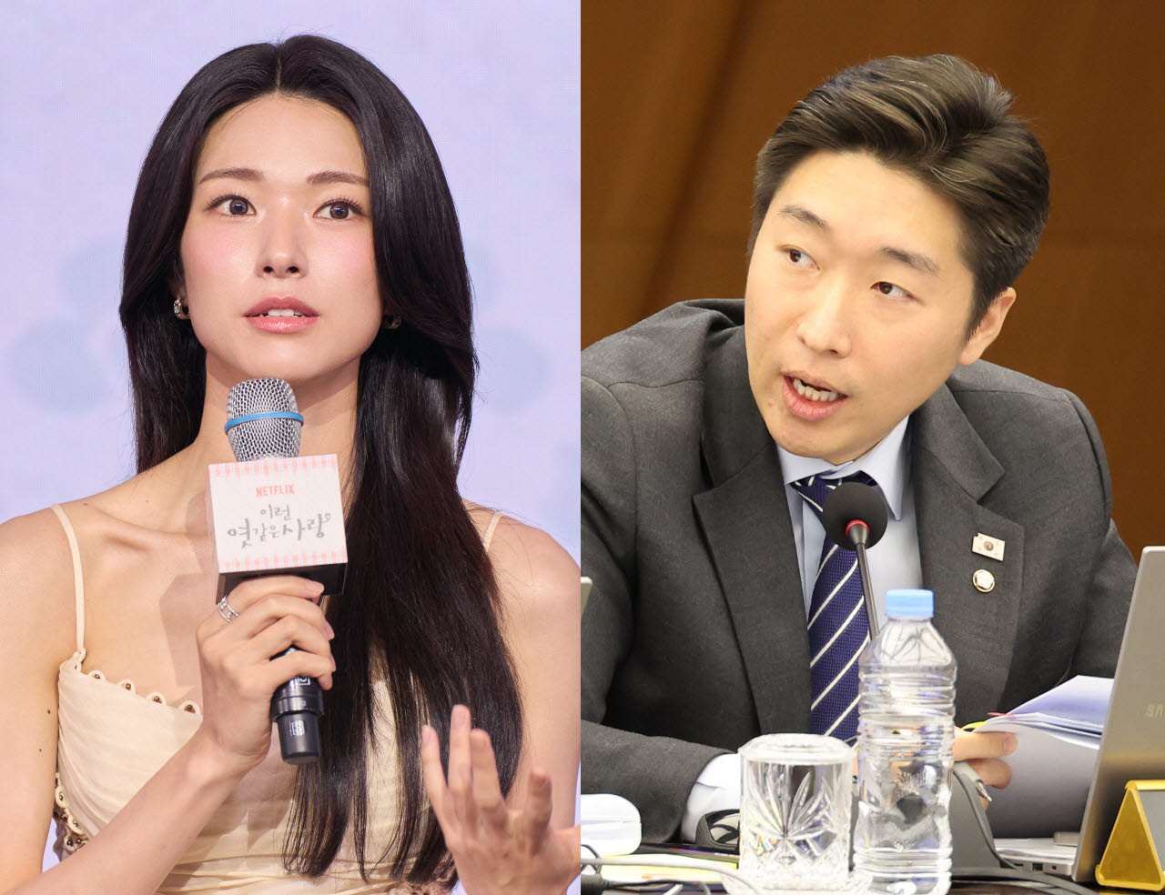 배우 안하영씨(왼쪽), 더불어민주당 김용만 의원 (사진=넷플릭스, 연합뉴스)