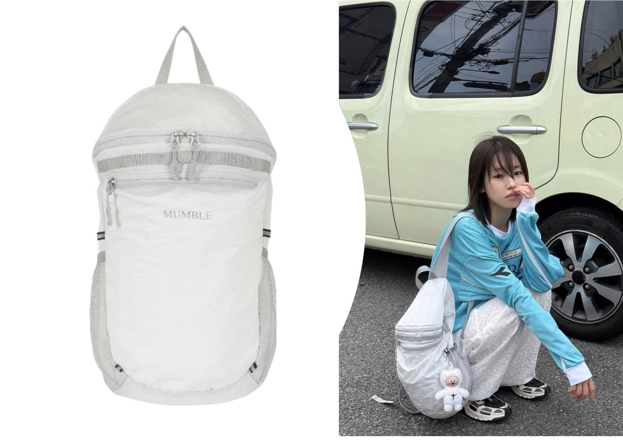 배우 박환희가 게재한 일상 모습과 멈블 백팩 제품. (사진=박환희 인스타그램·멈블 홈페이지 캡처)