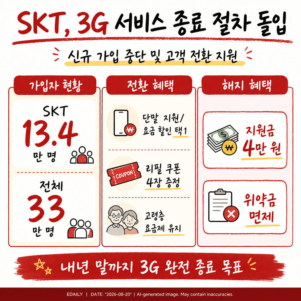 SKT, 3G 서비스 종료 절차 돌입(사진=챗GPT)