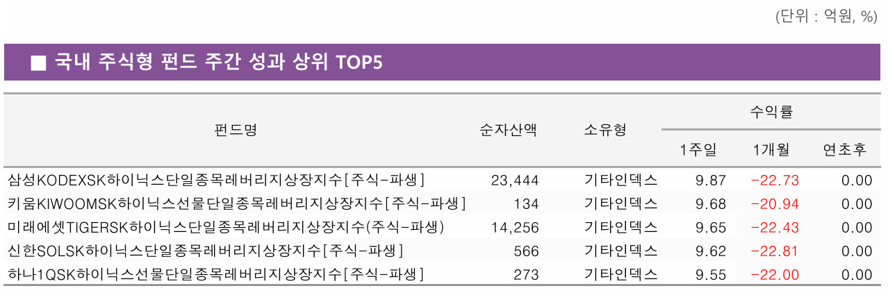 SK하이닉스 40조 주주환원에…단일종목 레버리지 웃었다[펀드와치]