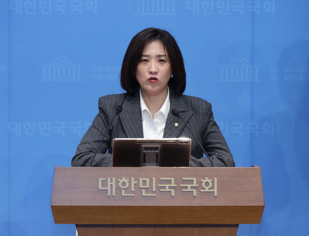 현안 논평하는 최보윤 국민의힘 수석대변인. (사진=뉴시스)