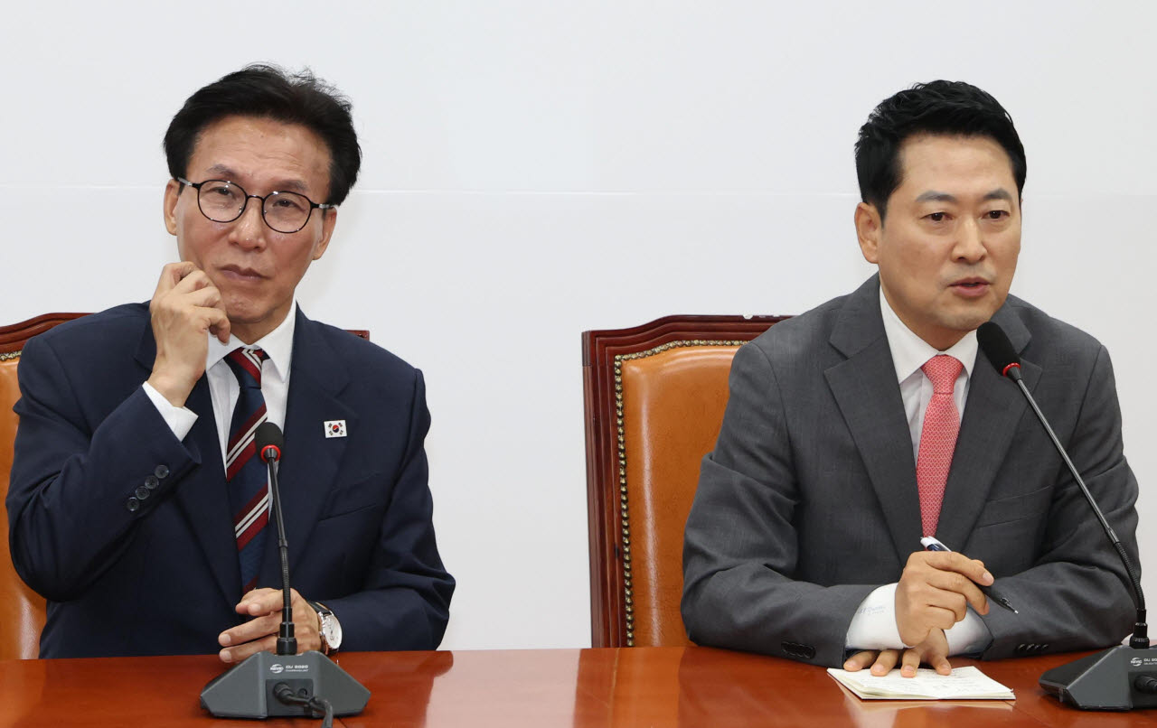 장동혁 대표, '김민석 대표 접견'. (사진=노진환 기자)