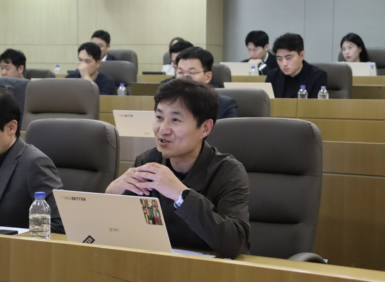 박형석 마스턴투자운용 대표이사가 지난 21일 서울 교보타워 A동 노블리에홀에서 열린 ‘2026 마스턴투자운용 아이디어 공모전’ 본선 PT에서 발언하고 있다. (사진=마스턴투자운용 브랜드전략팀)