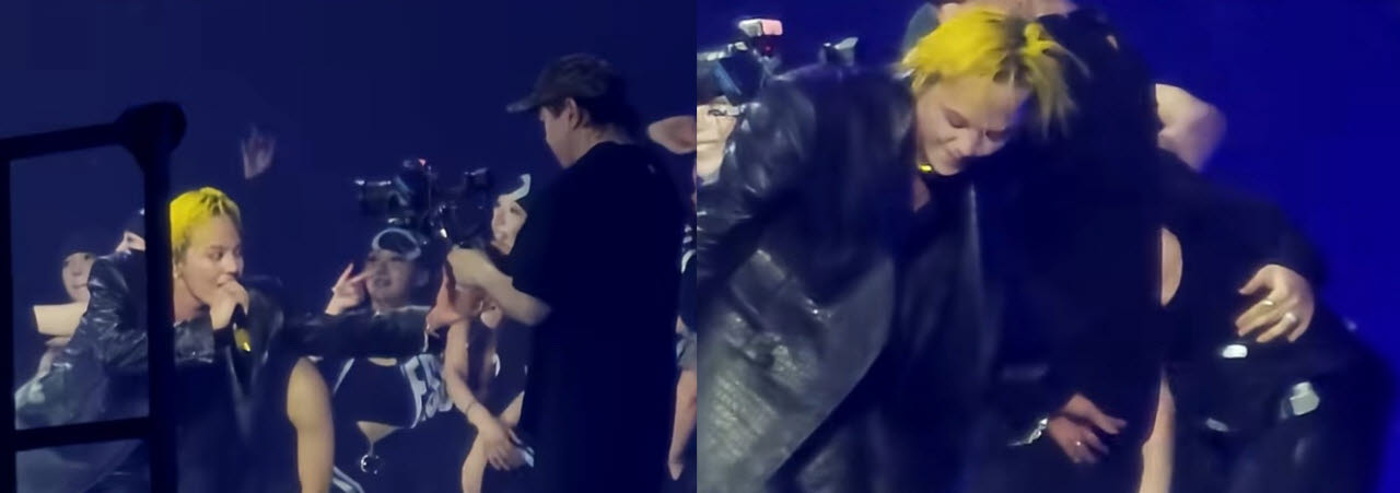 지드래곤이 공연 도중 카메라 감독의 안전을 챙기고 있는 모습.(사진=유튜브 영상 캡처)