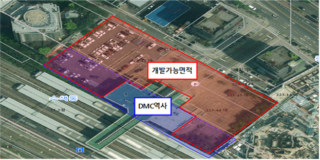경의중앙선 디지털미디어시티역 복합개발 사업 대상지 위성사진. (사진=국가철도공단)