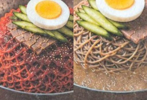 캐나다 한 한식당 메뉴판에 쓰인 AI 생성 냉면 사진 (사진=사회관계망서비스)