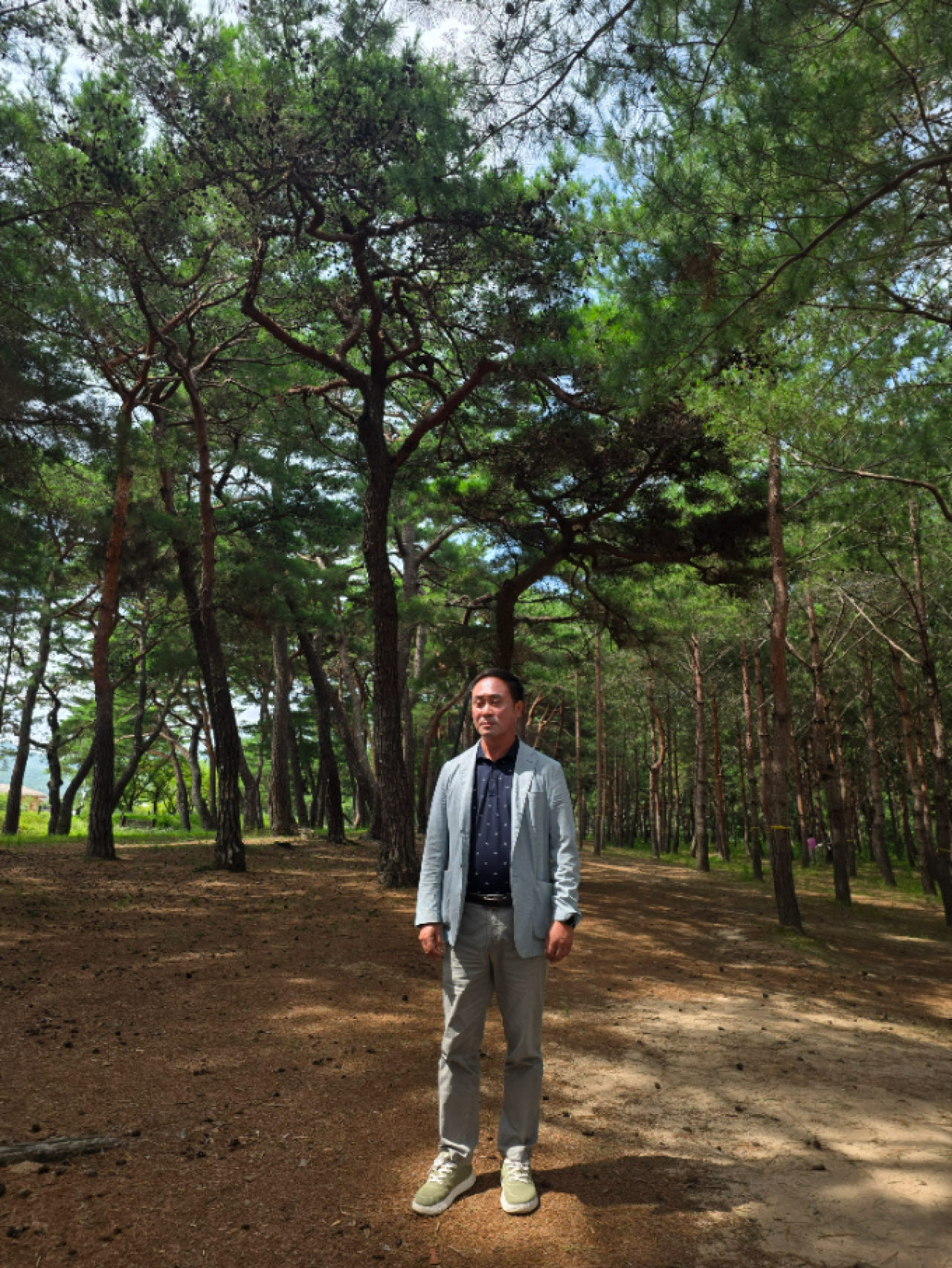 류한철 하회마을보존회 사무국장이 경북 안동 하회마을 만송정을 설명하고 있다. (사진=박진환 기자)
