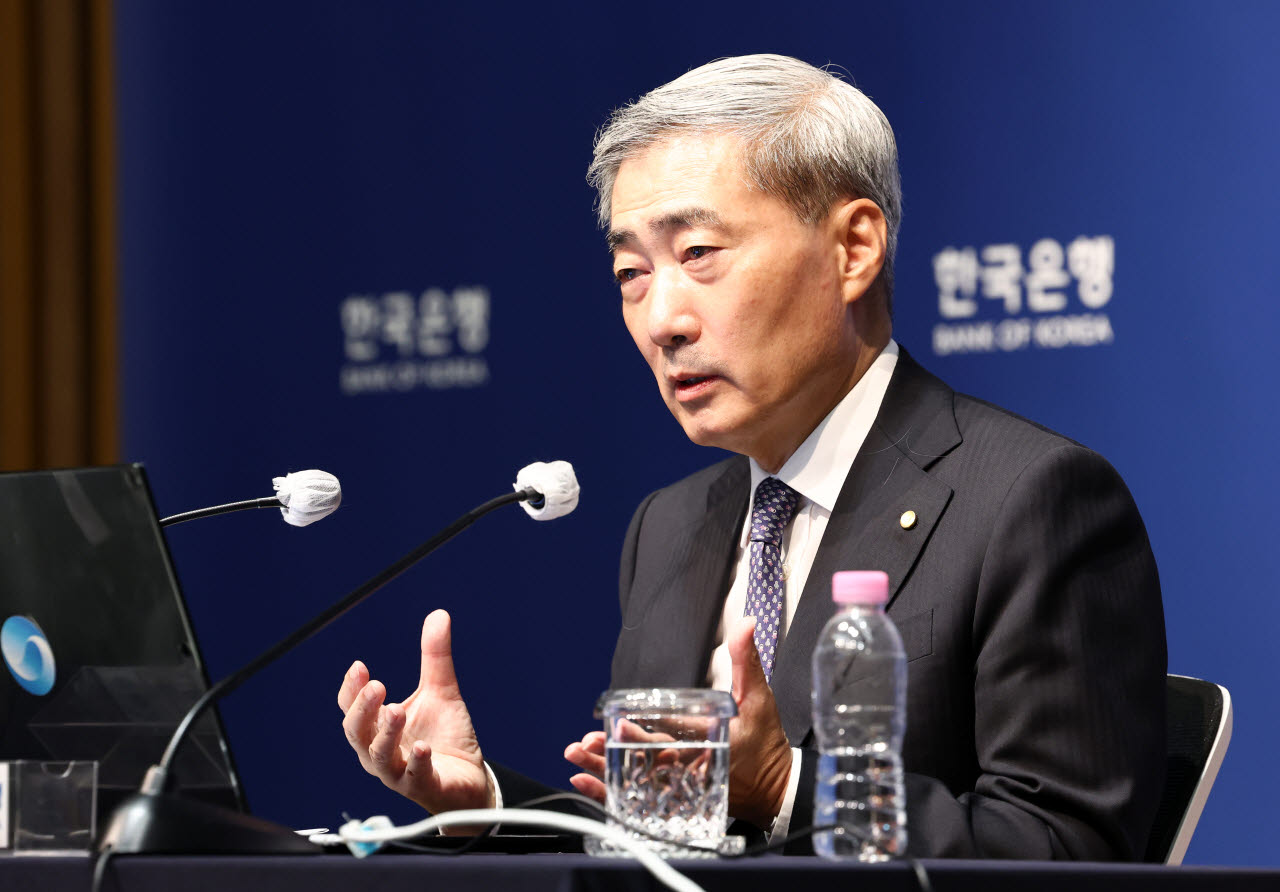 신현송 한국은행 총재가 27일 서울 중구 한국은행에서 열린 금융통화위원회 통화정책방향 기자간담회에서 질문에 답하고 있다. (사진= 공동취재단)