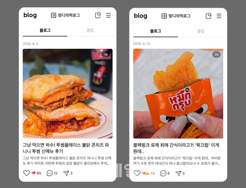 8월 네이버 스페셜 메이트로 선정된 블로그 '망디의 먹로그' 콘텐츠 게시글(사진=네이버)