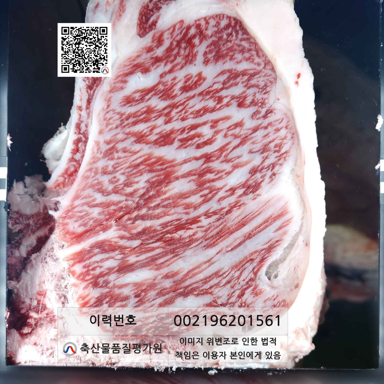 등심 단면 이미지 및 이력번호 연계 화면 (사진=축산물품질평가원)