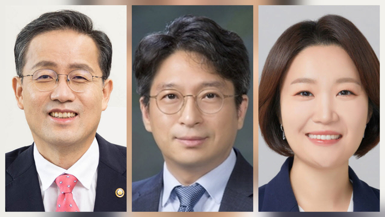 왼쪽부터 이형일 경제부총리 겸 재정경제부 장관 후보자, 홍지선 국토교통부 장관 후보자, 이소영 중소벤처기업부 장관 후보자.