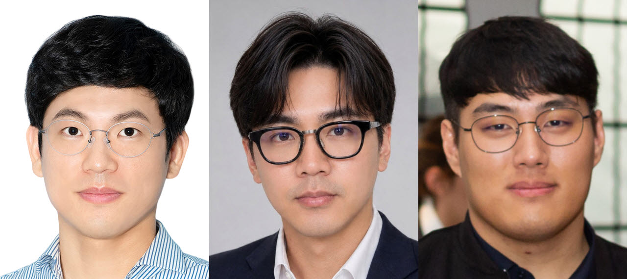 왼쪽부터 로봇및기계전자공학과 한상윤 교수, 유재석 교수, 남상우 석박사통합과정생.(사진=DGIST)