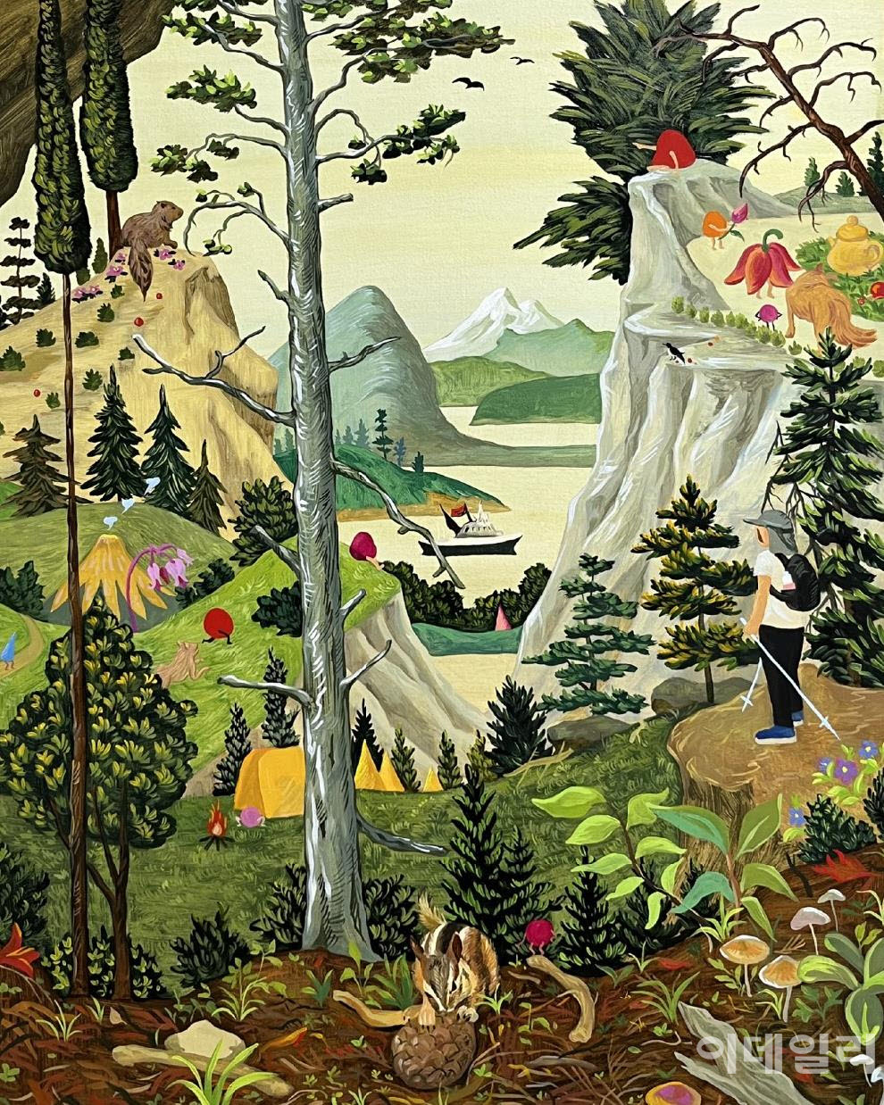 임현정의 ‘다람쥐가 있는 풍경’(Landscape with a Chipmunk, 2024). 2일 서울 강남구 코엑스에서 개막하는 ‘키아프 서울 2026’의 아뜰리에아키 부스에 걸린다(사진=아뜰리에아키).