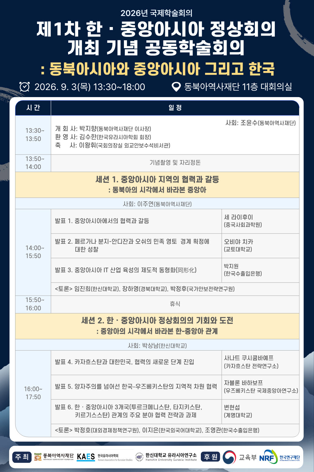 동북아역사재단, 한·중앙아시아 정상회의 기념 국제학술회의 개최