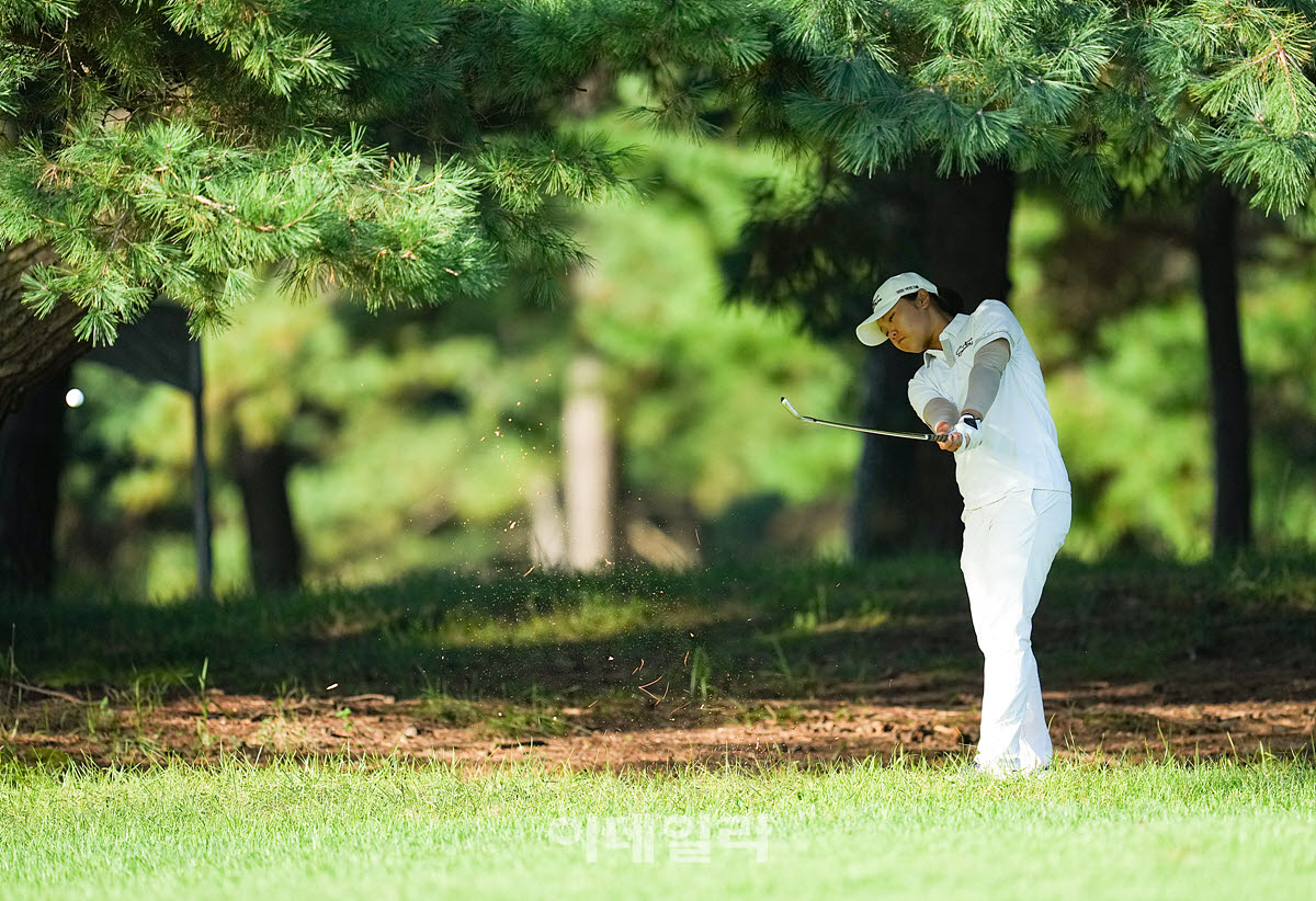 [이데일리 골프IN(유성)=조원범 기자]대전 유성CC에서 열린 '강민구배 제50회 한국여자아마추어골프선수권대회'최종라운드가 열린가운데 아마추어 아마추어 송가은(동아중)이 1번홀에서 경기를 치르고 있다.