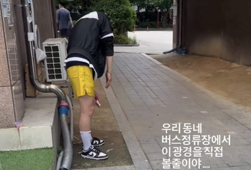 지난 6월 수원시 권선구 한 아파트 단지 버스정류장 인근에서 마약을 투약한 혐의로 체포됐던 30대 남성 A씨. (사진=SNS 갈무리)