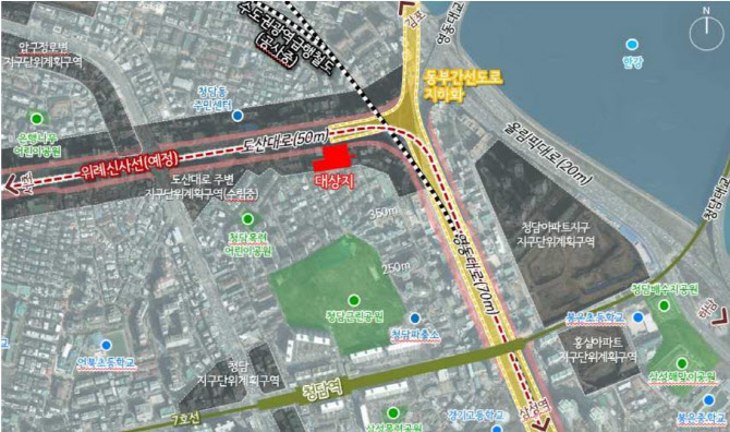 서울 강남구 청담동 52-3번지 일대 프리마호텔 부지 위치도 (자료=서울시)