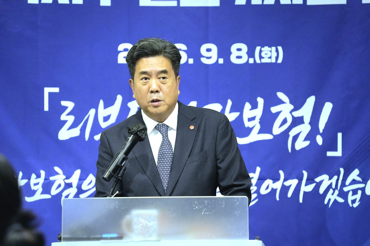 강청희 건보공단 이사장이 취입 50일 기념 간담회에서 발언하고 있다.(사진=국민건강보험공단)