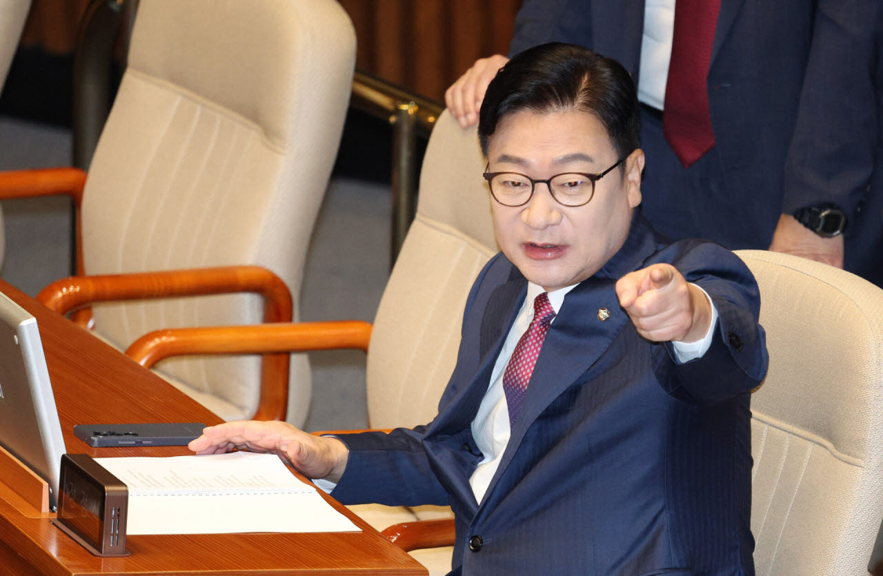 본회의 참석한 정점식 국민의힘 원내대표. (사진=뉴시스)