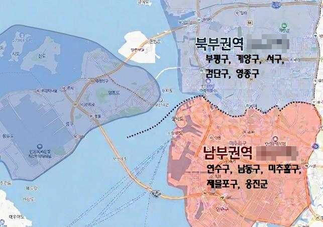 내년 3월부터 적용하는 인천 자동차 번호판 발급대행 권역 위치도. (자료=인천시)