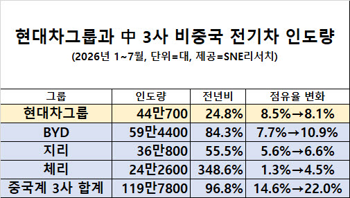 현대차그룹, 글로벌 전기차 판매 25% 늘었지만…中 공세에 점유율 하락
