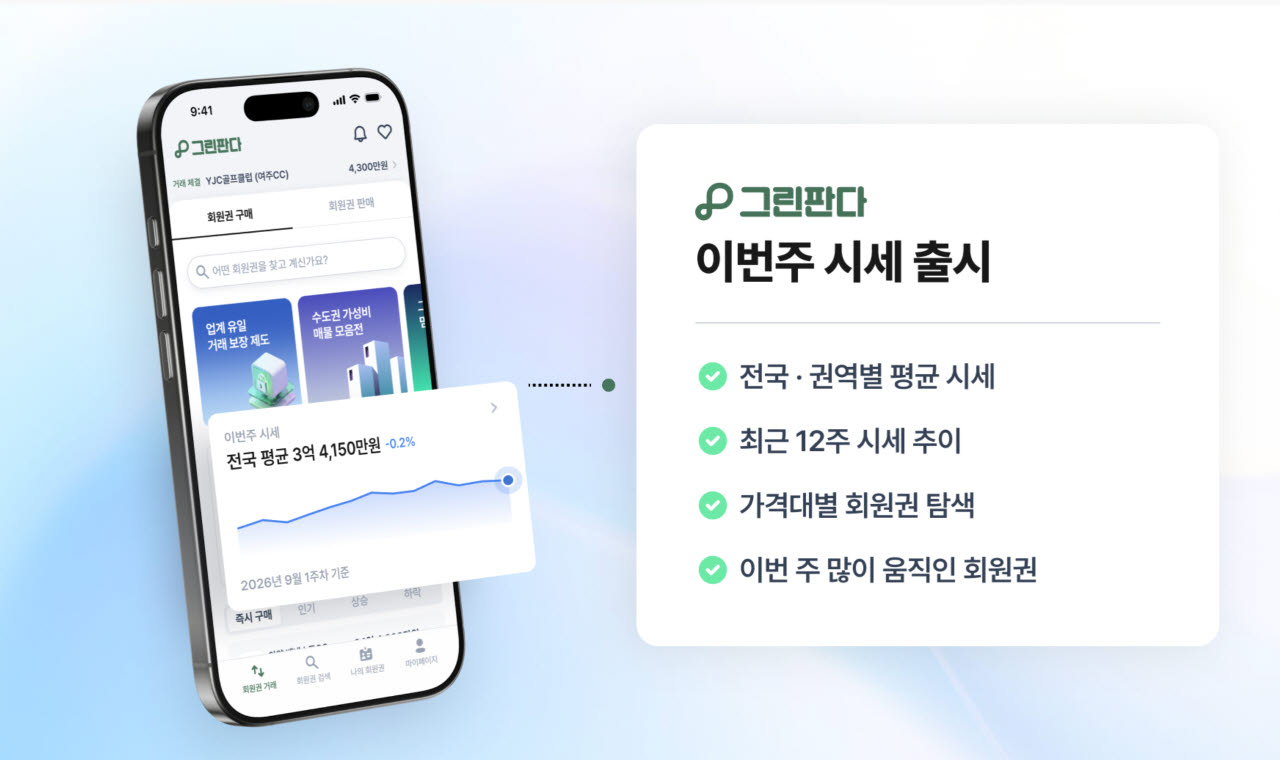 시세확인부터 회원권 탐색까지…그린판다 '이번주 시세' 출시