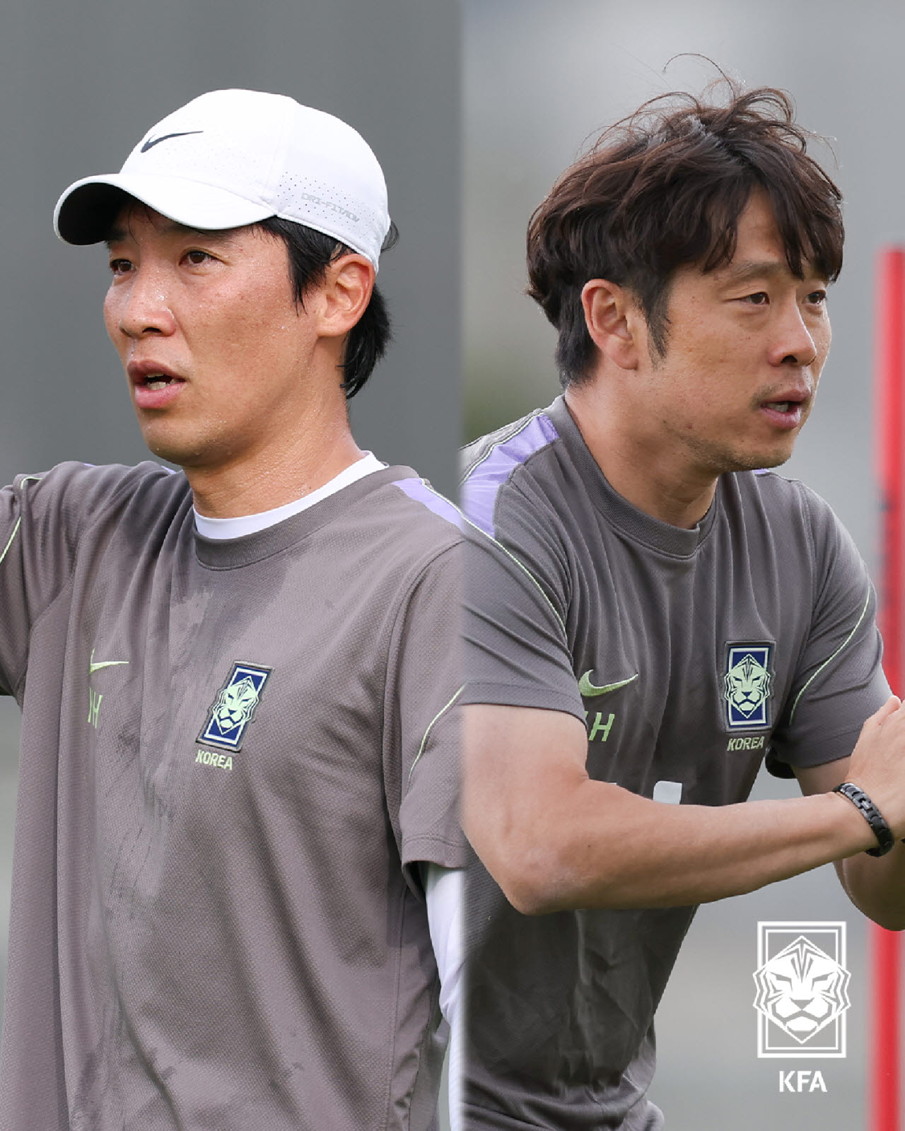 조용형 코치(왼쪽), 이재홍 피지컬 코치. 사진=대한축구협회