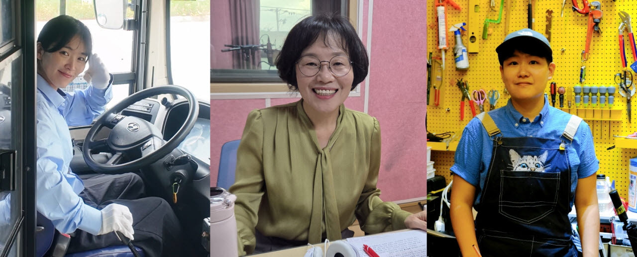 왼쪽부터 강희정 작가와 박경자 작가, 유혜민 작가(사진=브로북스, 산지니, ⓒ김건정 )
