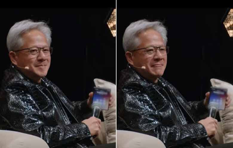 트럼프, 무대 위 젠슨 황과 실시간 (사진=유튜브 캡처)