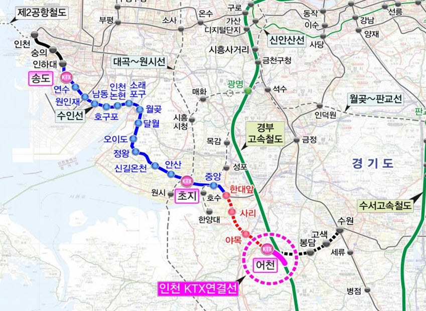 인천발 KTX 노선도. (자료 = 인천시 제공)