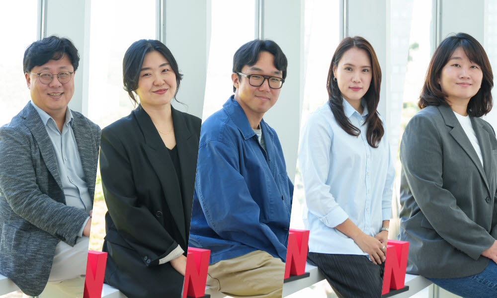 왼쪽부터 ‘나의 유죄인간’ 김호준 CP, ‘100일의 거짓말’ 장신애 CP, ‘기프트’ 함승훈 감독, ‘무쇠소녀단’ 방글이 PD, ‘언더커버 셰프’ 홍진주 PD.(사진=CJ ENM)