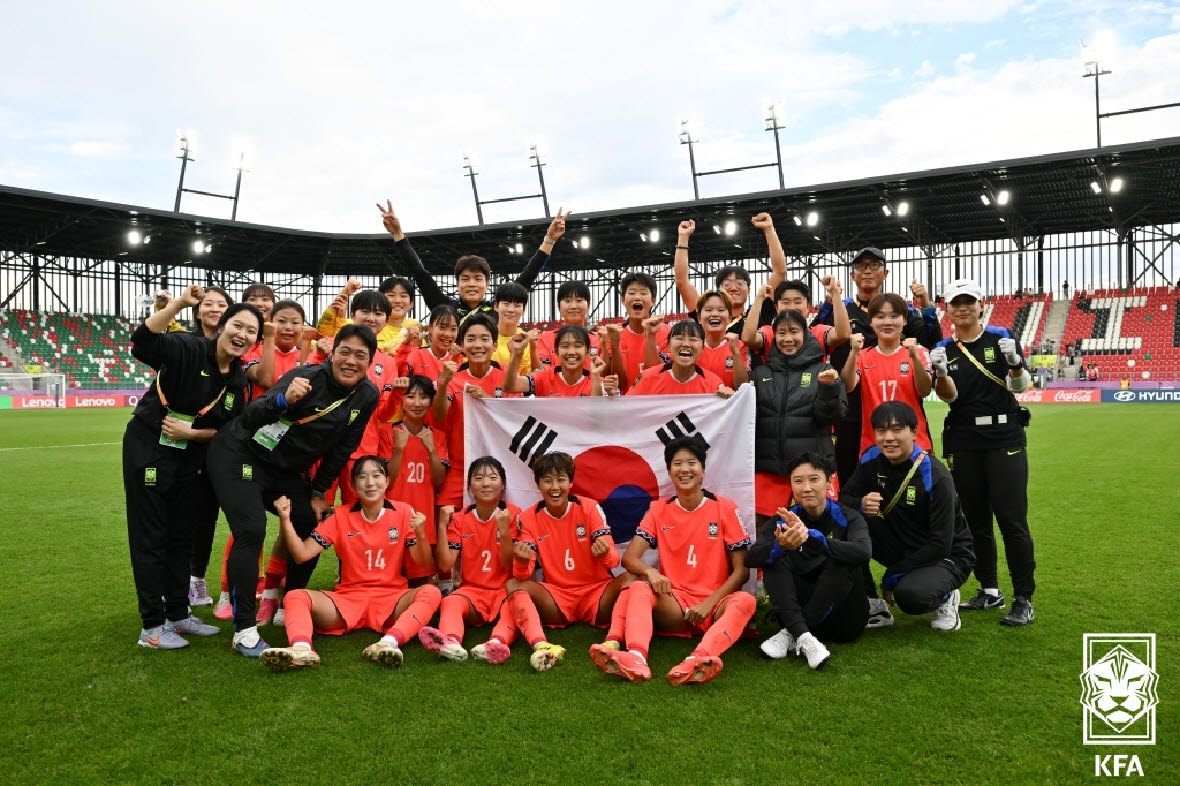 2014년 이후 U-20 여자월드컵에 처음으로 8강에 오른 한국 대표팀. 사진=대한축구협회